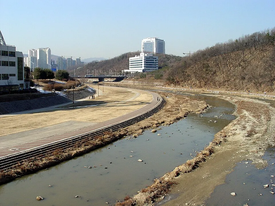 분당서울대병원 인근에서 북쪽을 바라본 탄천